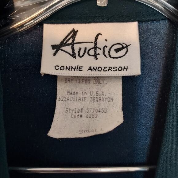 Vintage Audio by Connie Anderson Teal Blue Two Piece Button Down Shirt Skirt Set - Picture 2 of 15